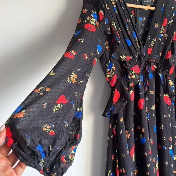 The Kooples Paris Black Daydream Flowers Silk Mini Dress Size 0 - Picture 7 of 13